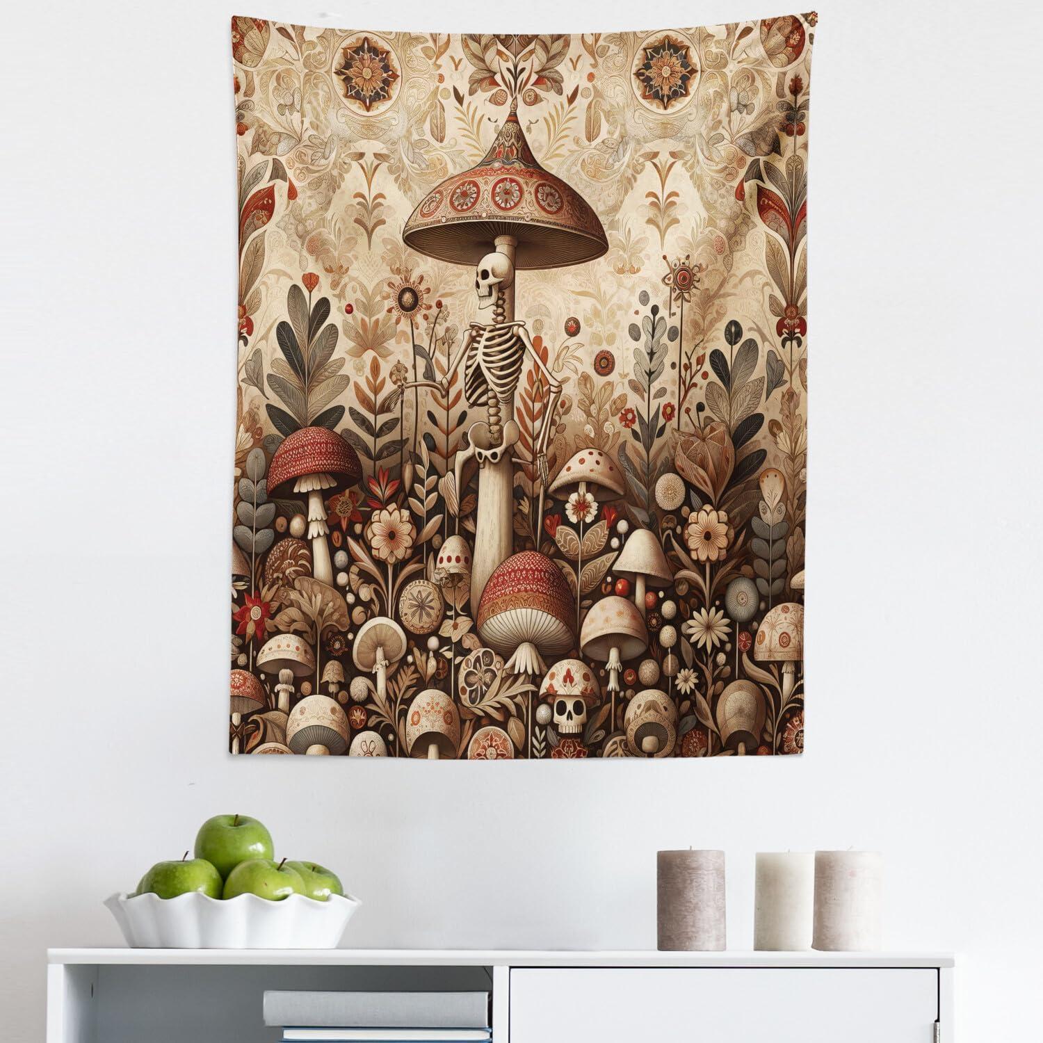imageAmbesonne Retro Tapestry Angel Greek Muse on NeoClassic Pillars Relic Print Antique Neutral Toned Graphic Print Fabric Wall Hanging Decor for Bedroom Living Room Dorm 23 X 28 WhiteCamel Umber Warm Taupe