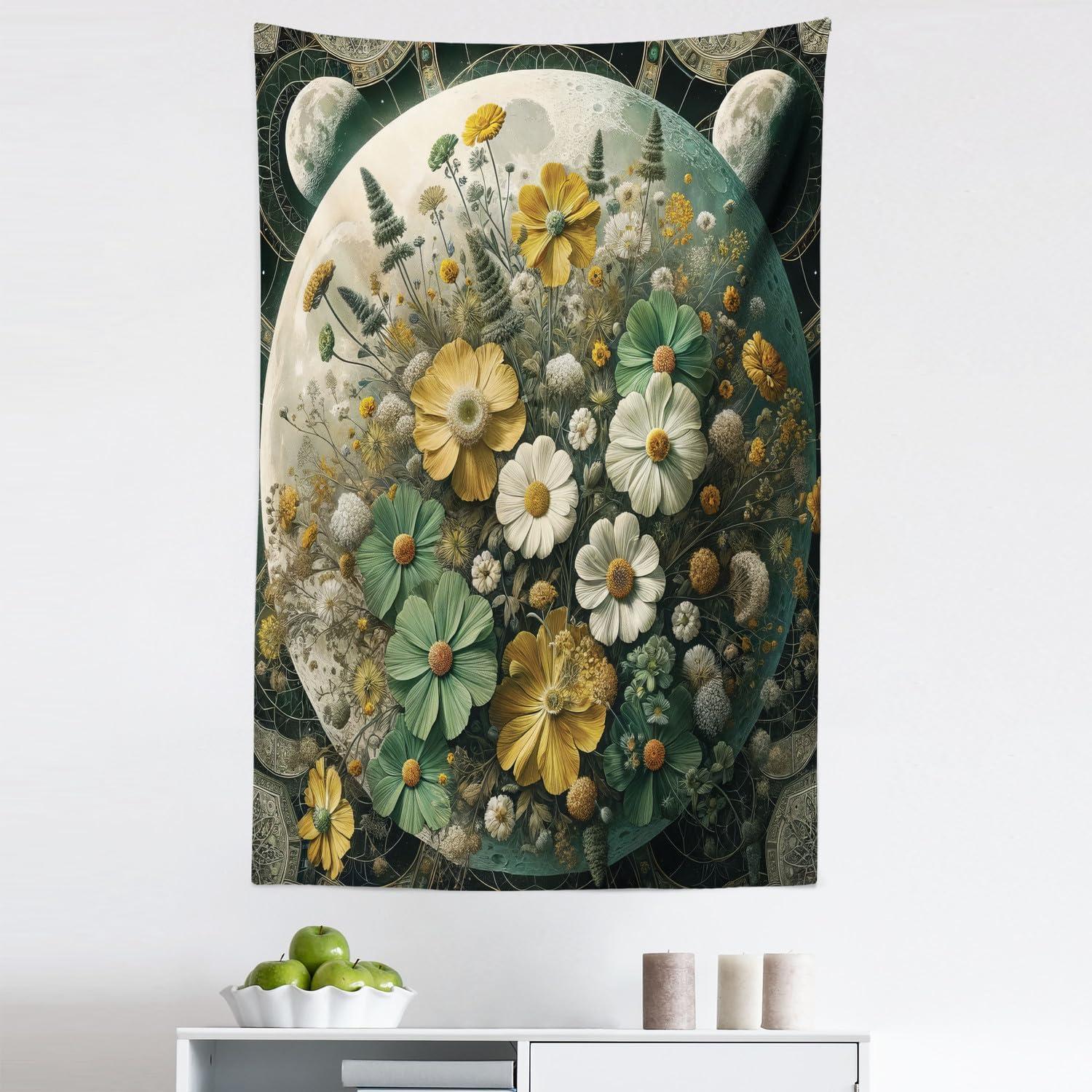 imageAmbesonne Retro Tapestry Angel Greek Muse on NeoClassic Pillars Relic Print Antique Neutral Toned Graphic Print Fabric Wall Hanging Decor for Bedroom Living Room Dorm 23 X 28 WhiteReseda Green Mustard