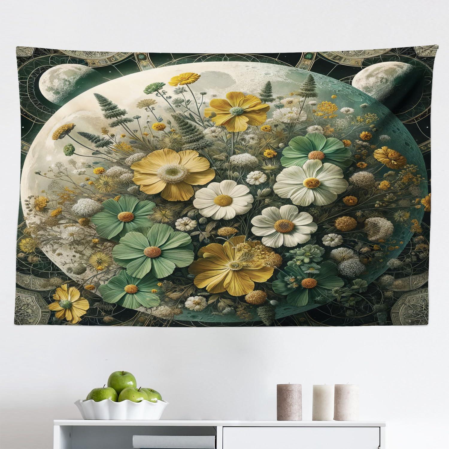 imageAmbesonne Retro Tapestry Angel Greek Muse on NeoClassic Pillars Relic Print Antique Neutral Toned Graphic Print Fabric Wall Hanging Decor for Bedroom Living Room Dorm 23 X 28 WhiteReseda Green Mustard