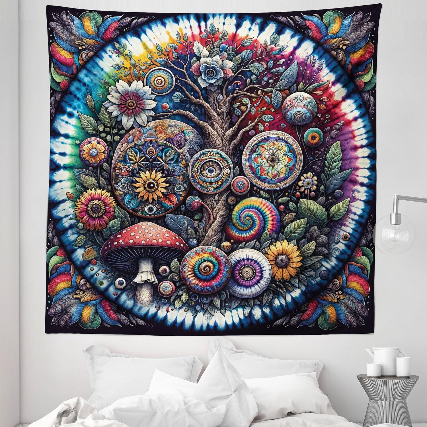 imageAmbesonne Retro Tapestry Angel Greek Muse on NeoClassic Pillars Relic Print Antique Neutral Toned Graphic Print Fabric Wall Hanging Decor for Bedroom Living Room Dorm 23 X 28 WhiteMulticolor Blue