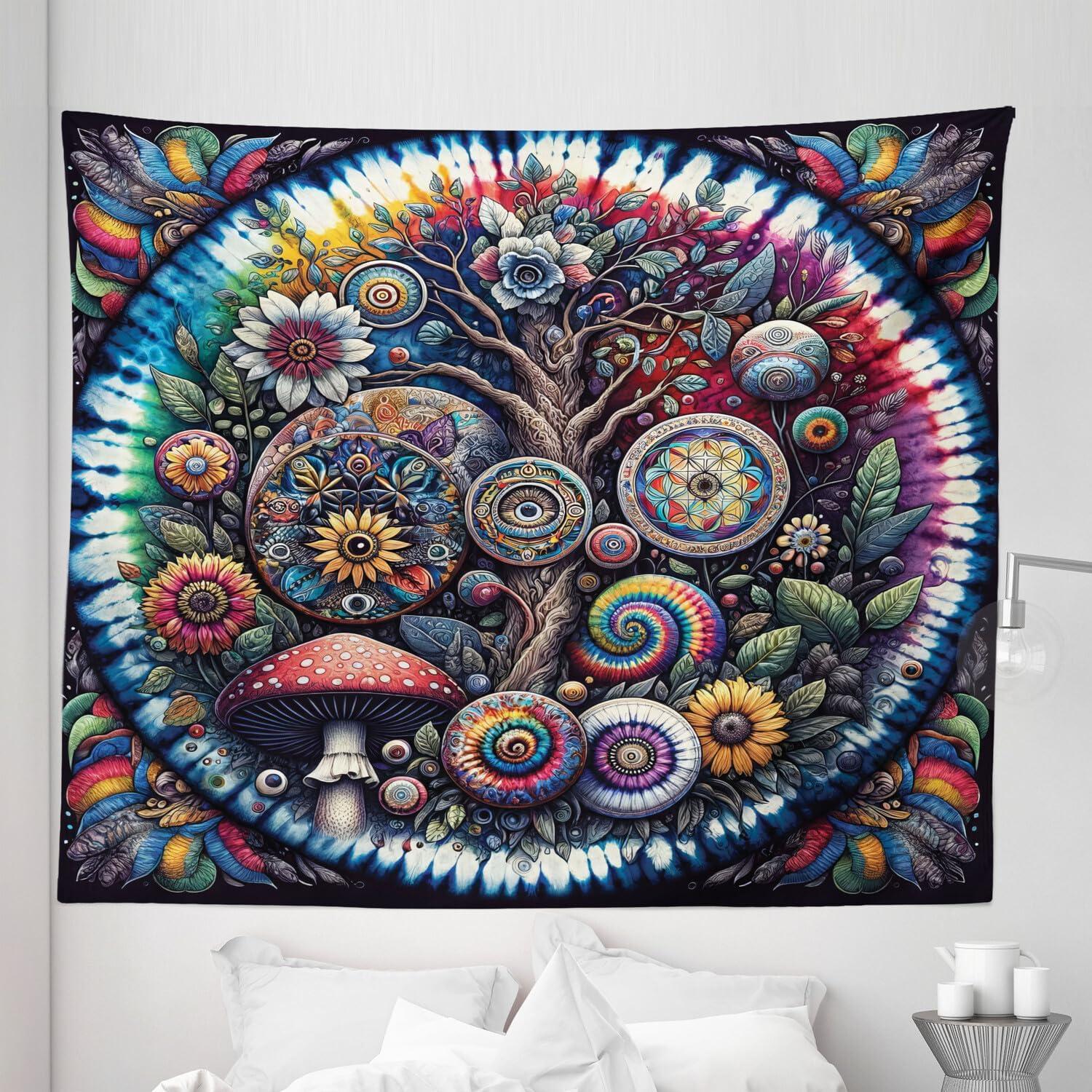 imageAmbesonne Retro Tapestry Angel Greek Muse on NeoClassic Pillars Relic Print Antique Neutral Toned Graphic Print Fabric Wall Hanging Decor for Bedroom Living Room Dorm 23 X 28 WhiteMulticolor Blue