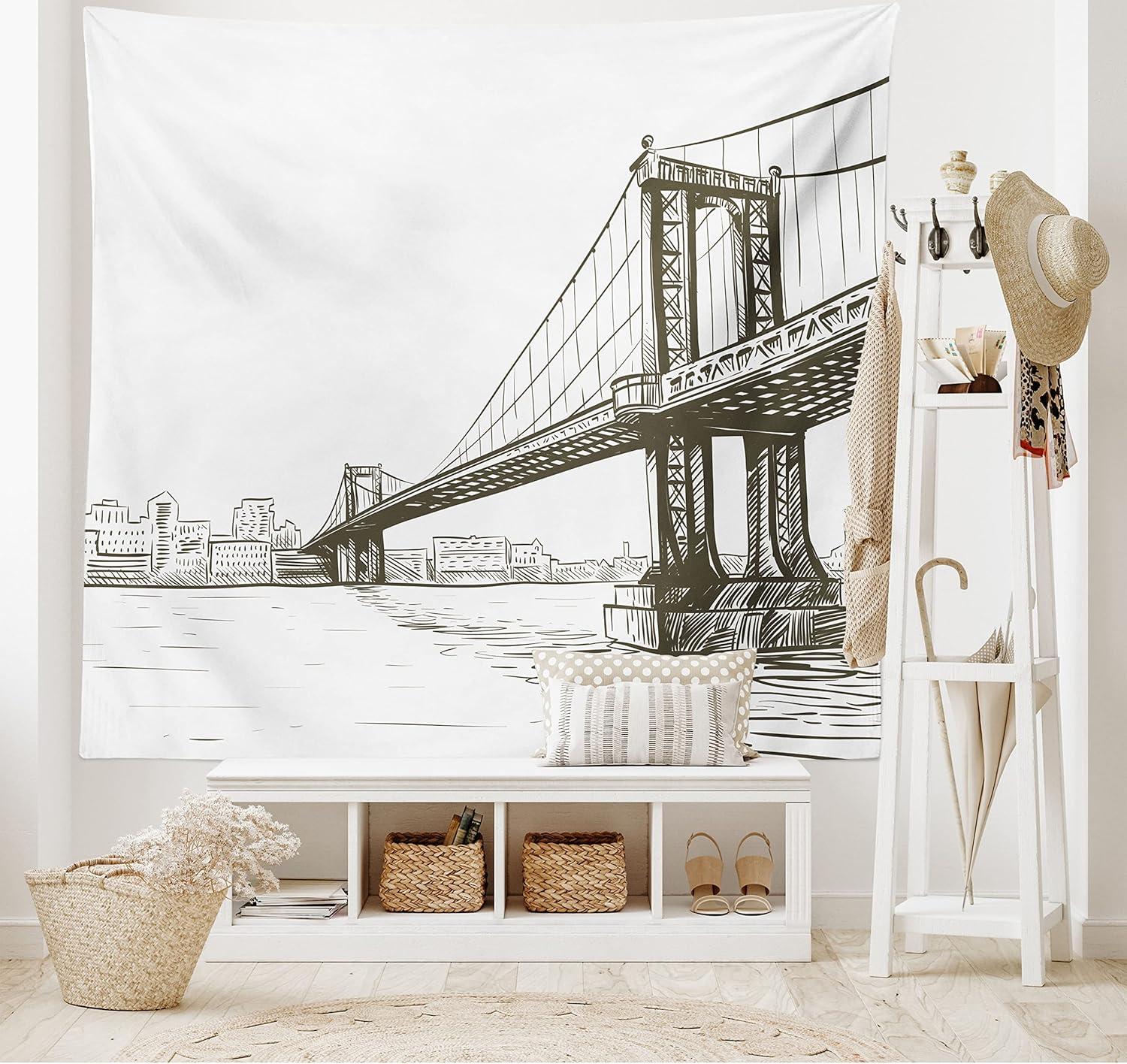 imageAmbesonne Retro Tapestry Angel Greek Muse on NeoClassic Pillars Relic Print Antique Neutral Toned Graphic Print Fabric Wall Hanging Decor for Bedroom Living Room Dorm 23 X 28 WhiteBrown White