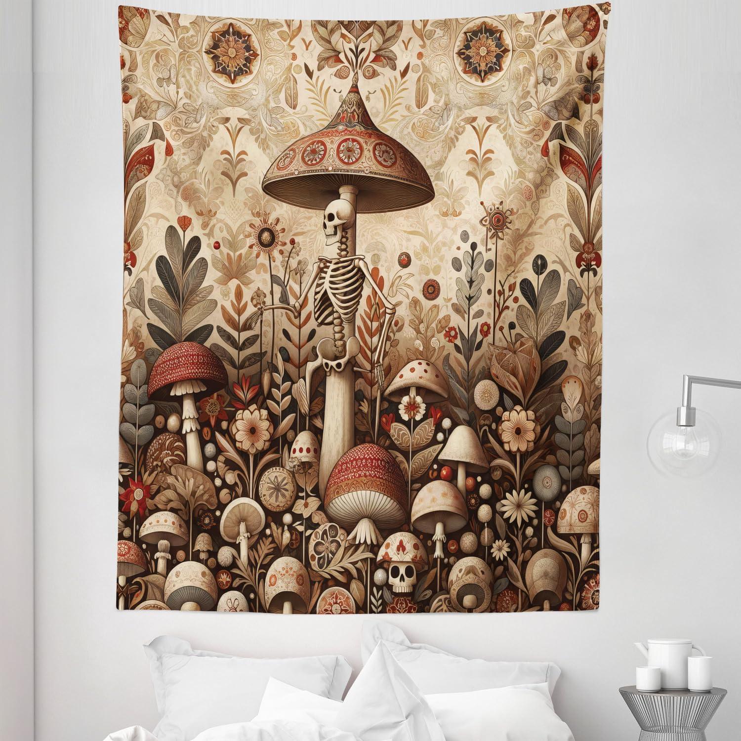imageAmbesonne Retro Tapestry Angel Greek Muse on NeoClassic Pillars Relic Print Antique Neutral Toned Graphic Print Fabric Wall Hanging Decor for Bedroom Living Room Dorm 23 X 28 WhiteCamel Umber Warm Taupe