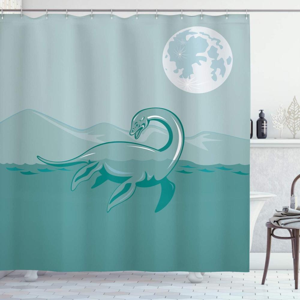 imageAmbesonne Floral Shower Curtain Curved Flower Leaf Ornate Blooming Branches Romantic Love Print Art Cloth Fabric Bathroom Decor Set with Hooks 69 W x 70 L Pale TanGreen Teal