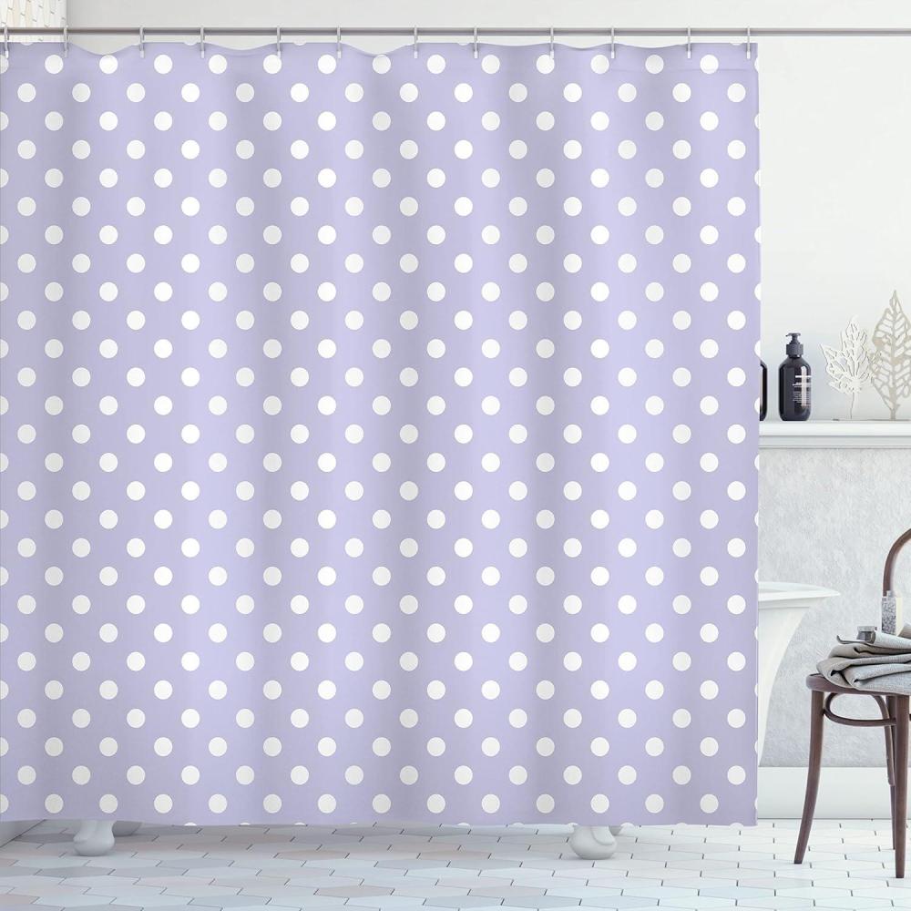 imageAmbesonne Floral Shower Curtain Curved Flower Leaf Ornate Blooming Branches Romantic Love Print Art Cloth Fabric Bathroom Decor Set with Hooks 69 W x 70 L Pale TanWhite Lilac
