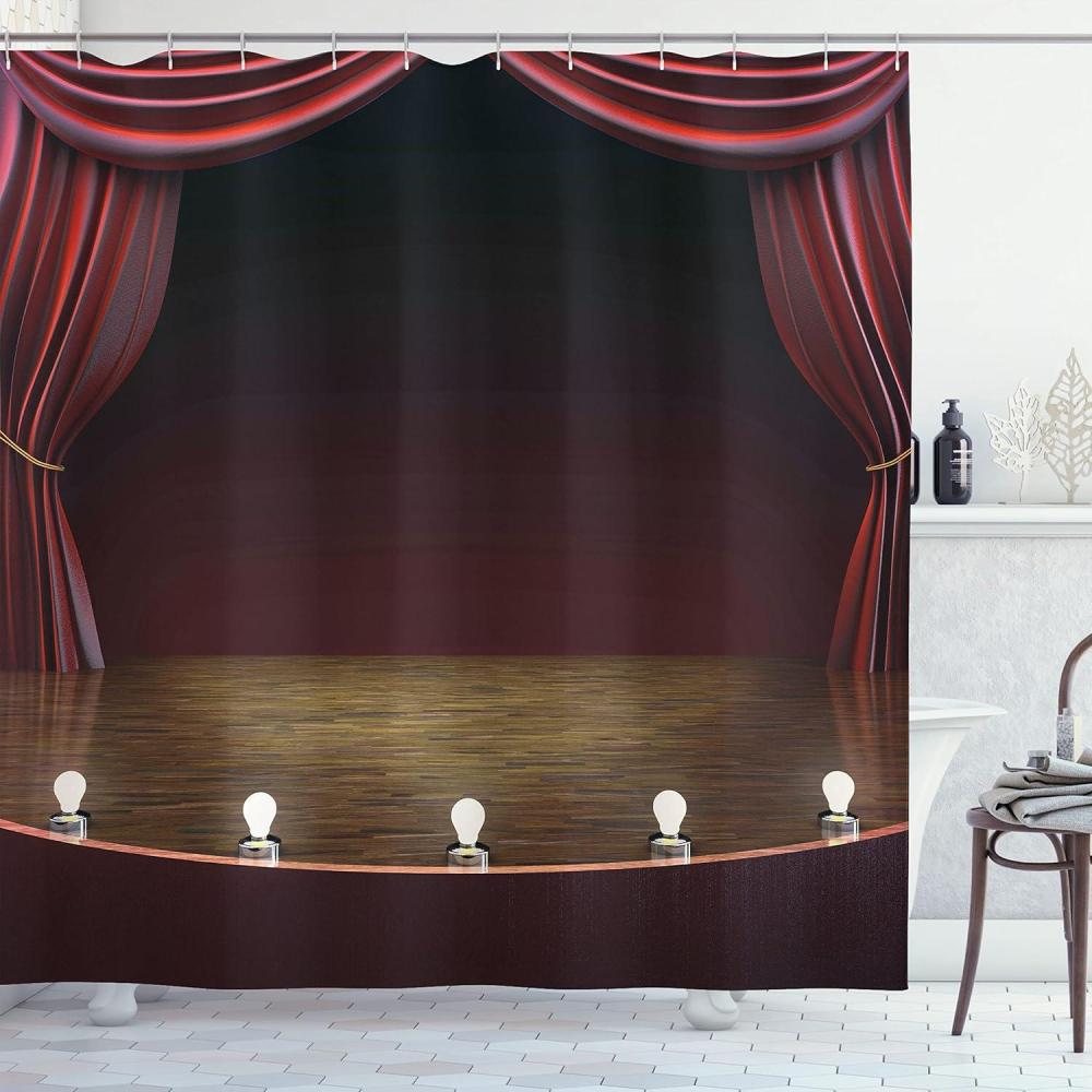 imageAmbesonne Floral Shower Curtain Curved Flower Leaf Ornate Blooming Branches Romantic Love Print Art Cloth Fabric Bathroom Decor Set with Hooks 69 W x 70 L Pale TanMaroon White