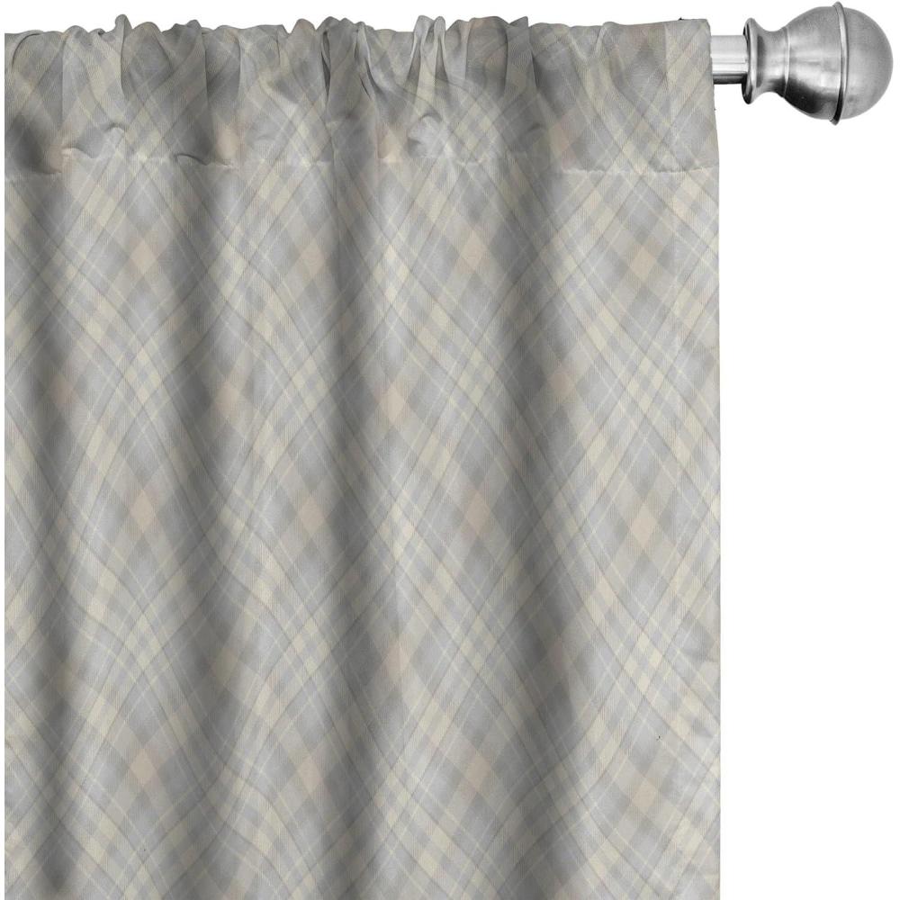 imageAmbesonne Grey Plaid Curtains Scandinavian Tartan Pattern Plain and Neutral Repeated Illustration Window Treatments 2 Panel Set for Living Room Bedroom Pair of 28 x 95 Pearl and EggshellPearl and Eggshell