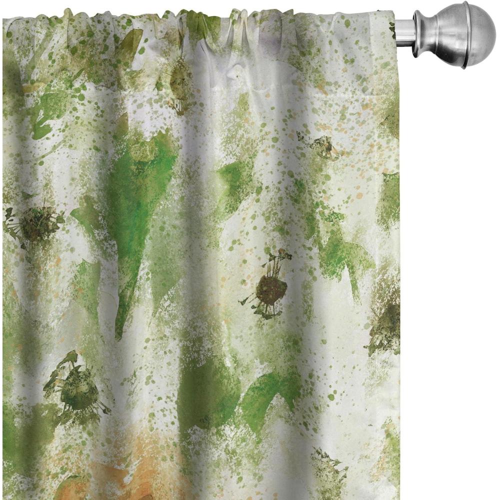 imageAmbesonne Neutral Boho Curtains Grunge Vibes Creamy Colored Forms Pattern Wild Nature Themed Print Window Treatments 2 Panel Set for Living Room Bedroom Pair of 28 x 63 Avocado Green EggshellOlive Green and Peach