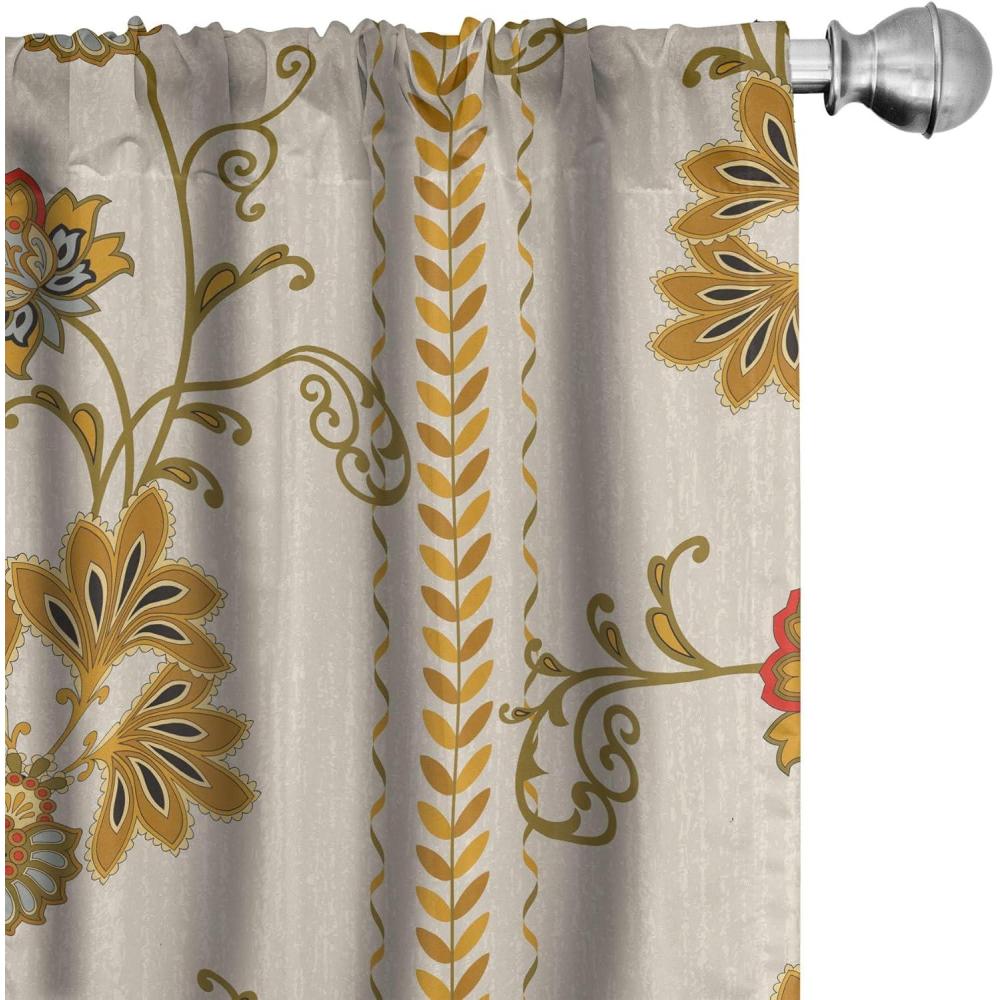 imageAmbesonne Neutral Boho Curtains Grunge Vibes Creamy Colored Forms Pattern Wild Nature Themed Print Window Treatments 2 Panel Set for Living Room Bedroom Pair of 28 x 63 Avocado Green EggshellPale Tan Dark Yellow