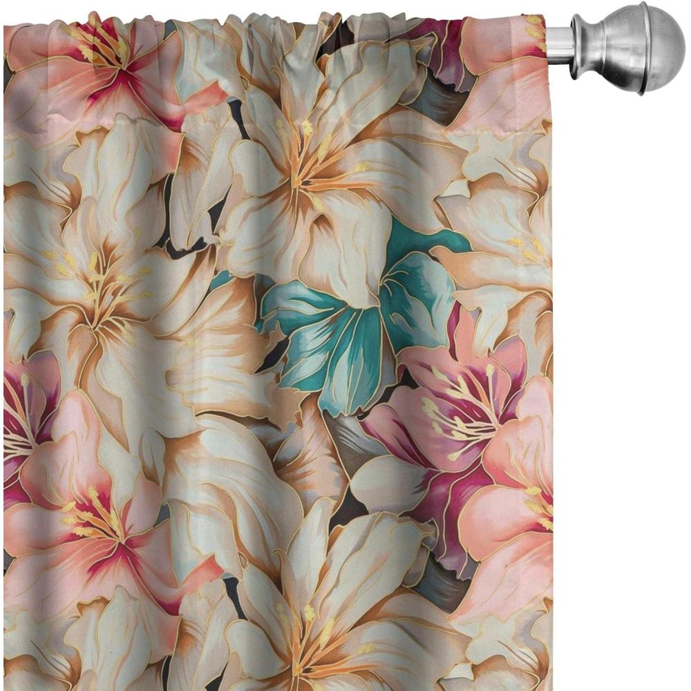 imageAmbesonne Neutral Boho Curtains Grunge Vibes Creamy Colored Forms Pattern Wild Nature Themed Print Window Treatments 2 Panel Set for Living Room Bedroom Pair of  28 x 63 Avocado Green EggshellAlmond Rose Turquoise