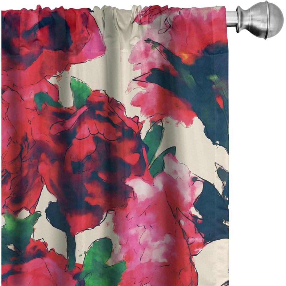 imageAmbesonne Neutral Boho Curtains Grunge Vibes Creamy Colored Forms Pattern Wild Nature Themed Print Window Treatments 2 Panel Set for Living Room Bedroom Pair of 28 x 63 Avocado Green EggshellDark Coral Champagne