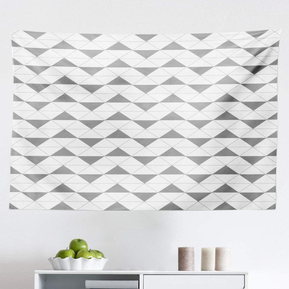 imageAmbesonne Neutral Tapestry Abstract Continuing Backdrop Simple and Modern Art with Symmetrical Pointers Fabric Wall Hanging Decor for Bedroom Living Room Dorm 45 X 30 Dimgray and White45L x 30W