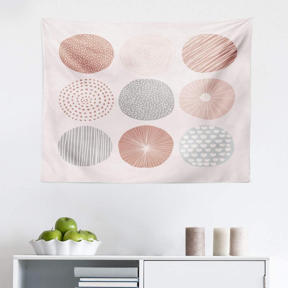 imageAmbesonne Pastel Tapestry Abstract Style Neutral Toned Circles Dashed Lines and Spirals Rounds Pattern Art Fabric Wall Hanging Decor for Bedroom Living Room Dorm 45 X 30 MulticolorMulticolor