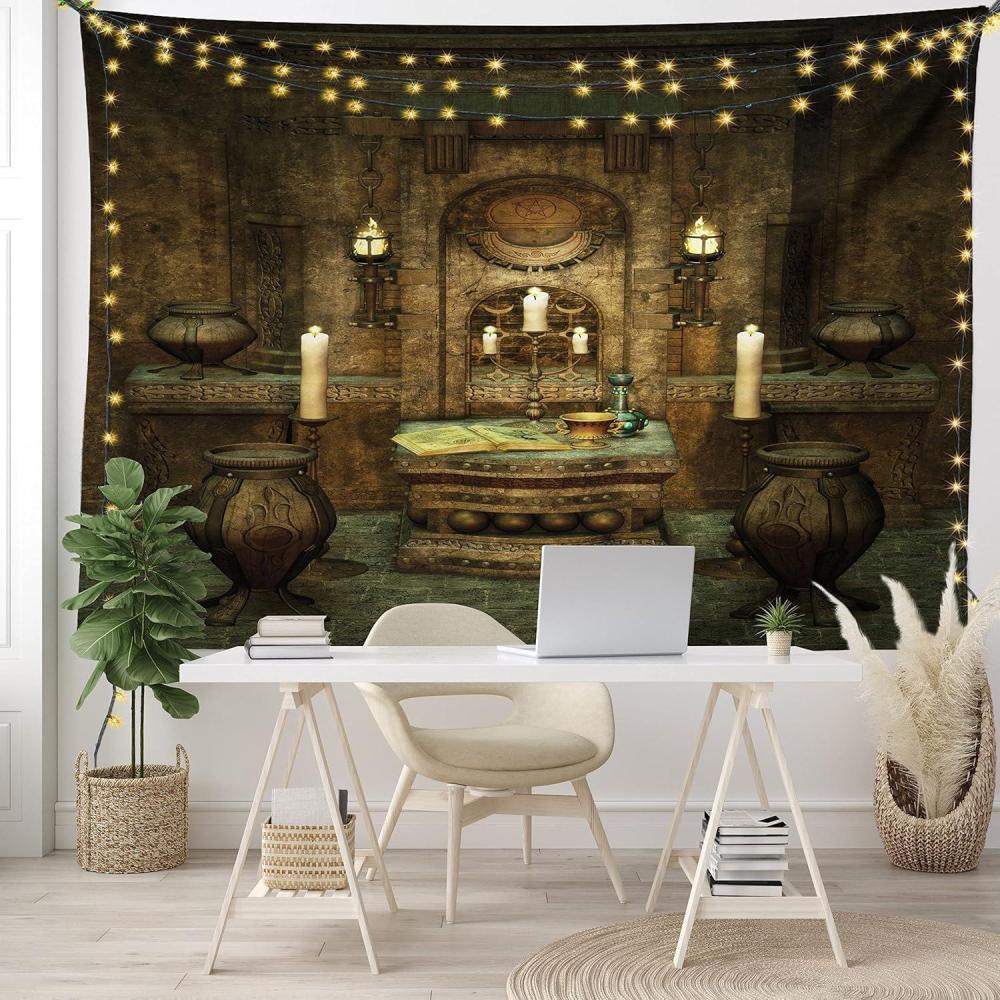 imageAmbesonne Retro Tapestry Angel Greek Muse on NeoClassic Pillars Relic Print Antique Neutral Toned Graphic Print Fabric Wall Hanging Decor for Bedroom Living Room Dorm 23 X 28 WhiteBrown