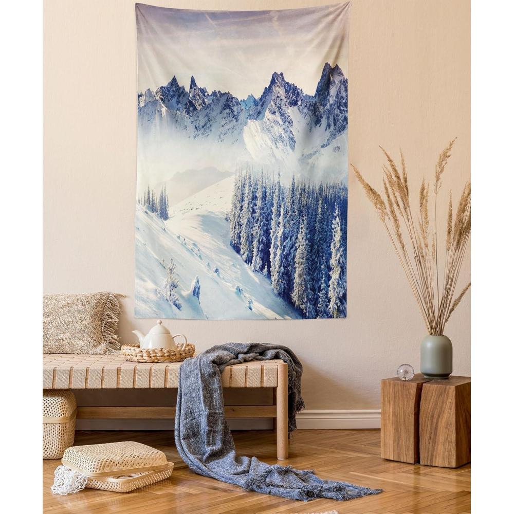 imageAmbesonne Retro Tapestry Angel Greek Muse on NeoClassic Pillars Relic Print Antique Neutral Toned Graphic Print Fabric Wall Hanging Decor for Bedroom Living Room Dorm 23 X 28 WhiteBlue Grey