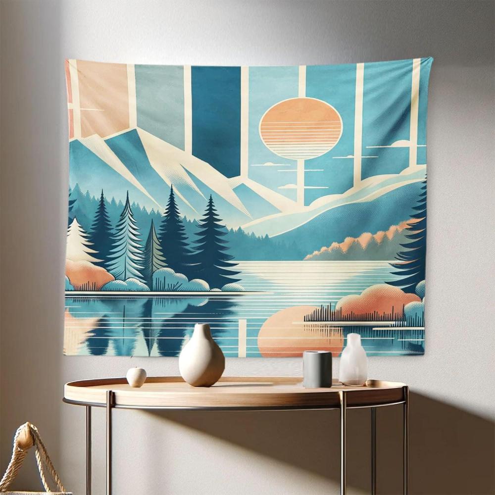 imageAmbesonne Retro Tapestry Angel Greek Muse on NeoClassic Pillars Relic Print Antique Neutral Toned Graphic Print Fabric Wall Hanging Decor for Bedroom Living Room Dorm 23 X 28 WhiteSea Blue Salmon