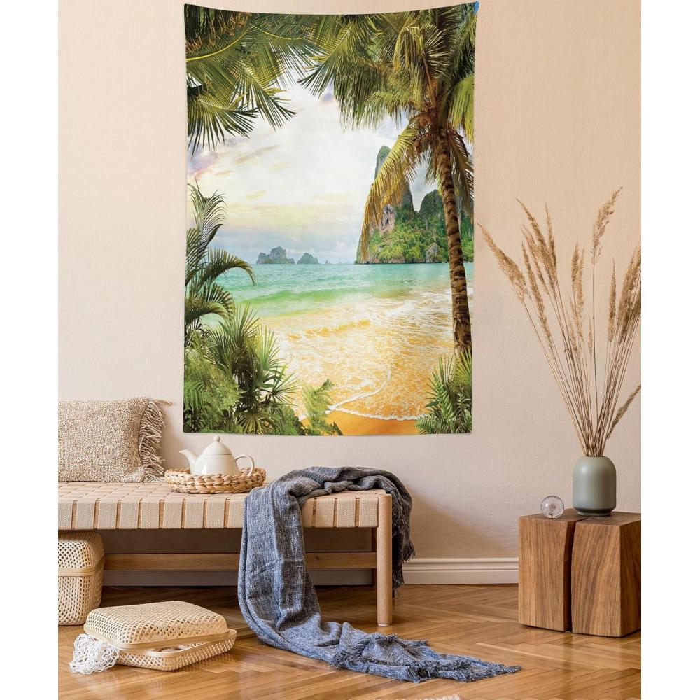 imageAmbesonne Retro Tapestry Angel Greek Muse on NeoClassic Pillars Relic Print Antique Neutral Toned Graphic Print Fabric Wall Hanging Decor for Bedroom Living Room Dorm 23 X 28 WhiteGreen Cream