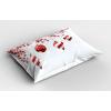 Ambesonne Christmas Pillow Sham Set of 2, Traditional Design Holly Berry Branches Snow and Bokeh Effect Print, Quality Microfiber Bedding Item for All Seasons, 26″ x 20″, Red White