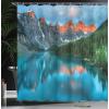 Ambesonne Floral Shower Curtain, Curved Flower Leaf Ornate Blooming Branches Romantic Love Print Art, Cloth Fabric Bathroom Decor Set with Hooks, 69″ W x 70″ L, Pale Tan(Dark Orange Green)