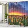 Ambesonne Floral Shower Curtain, Curved Flower Leaf Ornate Blooming Branches Romantic Love Print Art, Cloth Fabric Bathroom Decor Set with Hooks, 69″ W x 70″ L, Pale Tan(Forest Green)