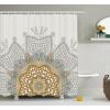 Ambesonne Floral Shower Curtain, Curved Flower Leaf Ornate Blooming Branches Romantic Love Print Art, Cloth Fabric Bathroom Decor Set with Hooks, 69″ W x 70″ L, Pale Tan(Pale Taupe)