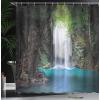 Ambesonne Floral Shower Curtain, Curved Flower Leaf Ornate Blooming Branches Romantic Love Print Art, Cloth Fabric Bathroom Decor Set with Hooks, 69″ W x 70″ L, Pale Tan(Fern Green)