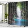 Ambesonne Floral Shower Curtain, Curved Flower Leaf Ornate Blooming Branches Romantic Love Print Art, Cloth Fabric Bathroom Decor Set with Hooks, 69″ W x 70″ L, Pale Tan(Fern Green)