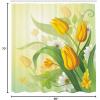 Ambesonne Floral Shower Curtain, Curved Flower Leaf Ornate Blooming Branches Romantic Love Print Art, Cloth Fabric Bathroom Decor Set with Hooks, 69″ W x 70″ L, Pale Tan(Yellow Green)