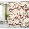 Ambesonne Floral Shower Curtain, Curved Flower Leaf Ornate Blooming Branches Romantic Love Print Art, Cloth Fabric Bathroom Decor Set with Hooks, 69″ W x 70″ L, Pale Tan(Brown Vermilion)
