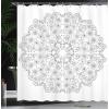 Ambesonne Floral Shower Curtain, Curved Flower Leaf Ornate Blooming Branches Romantic Love Print Art, Cloth Fabric Bathroom Decor Set with Hooks, 69″ W x 70″ L, Pale Tan(Multi 21)