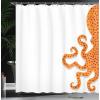 Ambesonne Floral Shower Curtain, Curved Flower Leaf Ornate Blooming Branches Romantic Love Print Art, Cloth Fabric Bathroom Decor Set with Hooks, 69″ W x 70″ L, Pale Tan(Orange White)