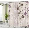 Ambesonne Floral Shower Curtain, Curved Flower Leaf Ornate Blooming Branches Romantic Love Print Art, Cloth Fabric Bathroom Decor Set with Hooks, 69″ W x 70″ L, Pale Tan(Pale Eggplant)