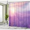 Ambesonne Floral Shower Curtain, Curved Flower Leaf Ornate Blooming Branches Romantic Love Print Art, Cloth Fabric Bathroom Decor Set with Hooks, 69″ W x 70″ L, Pale Tan(Violet)