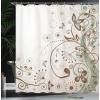 Ambesonne Floral Shower Curtain, Curved Flower Leaf Ornate Blooming Branches Romantic Love Print Art, Cloth Fabric Bathroom Decor Set with Hooks, 69″ W x 70″ L, Pale Tan(Pale Tan)