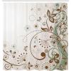 Ambesonne Floral Shower Curtain, Curved Flower Leaf Ornate Blooming Branches Romantic Love Print Art, Cloth Fabric Bathroom Decor Set with Hooks, 69″ W x 70″ L, Pale Tan(Pale Tan)