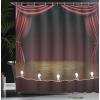 Ambesonne Floral Shower Curtain, Curved Flower Leaf Ornate Blooming Branches Romantic Love Print Art, Cloth Fabric Bathroom Decor Set with Hooks, 69″ W x 70″ L, Pale Tan(Maroon White)