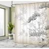 Ambesonne Floral Shower Curtain, Curved Flower Leaf Ornate Blooming Branches Romantic Love Print Art, Cloth Fabric Bathroom Decor Set with Hooks, 69″ W x 70″ L, Pale Tan(Black and Ecru)