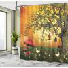Ambesonne Floral Shower Curtain, Curved Flower Leaf Ornate Blooming Branches Romantic Love Print Art, Cloth Fabric Bathroom Decor Set with Hooks, 69″ W x 70″ L, Pale Tan(Multi Color)