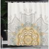 Ambesonne Floral Shower Curtain, Curved Flower Leaf Ornate Blooming Branches Romantic Love Print Art, Cloth Fabric Bathroom Decor Set with Hooks, 69″ W x 70″ L, Pale Tan(Pale Taupe)