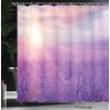 Ambesonne Floral Shower Curtain, Curved Flower Leaf Ornate Blooming Branches Romantic Love Print Art, Cloth Fabric Bathroom Decor Set with Hooks, 69″ W x 70″ L, Pale Tan(Violet)