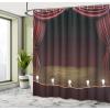 Ambesonne Floral Shower Curtain, Curved Flower Leaf Ornate Blooming Branches Romantic Love Print Art, Cloth Fabric Bathroom Decor Set with Hooks, 69″ W x 70″ L, Pale Tan(Maroon White)