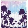 Ambesonne Floral Shower Curtain, Curved Flower Leaf Ornate Blooming Branches Romantic Love Print Art, Cloth Fabric Bathroom Decor Set with Hooks, 69″ W x 70″ L, Pale Tan(Blue Lilac)
