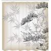 Ambesonne Floral Shower Curtain, Curved Flower Leaf Ornate Blooming Branches Romantic Love Print Art, Cloth Fabric Bathroom Decor Set with Hooks, 69″ W x 70″ L, Pale Tan(Black and Ecru)