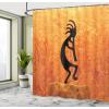 Ambesonne Floral Shower Curtain, Curved Flower Leaf Ornate Blooming Branches Romantic Love Print Art, Cloth Fabric Bathroom Decor Set with Hooks, 69″ W x 70″ L, Pale Tan(Black Orange)