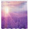 Ambesonne Floral Shower Curtain, Curved Flower Leaf Ornate Blooming Branches Romantic Love Print Art, Cloth Fabric Bathroom Decor Set with Hooks, 69″ W x 70″ L, Pale Tan(Violet)