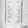 Ambesonne Floral Tapestry, Swriling Summer Bloom Flora and Stripes on Neutral Flora, Fabric Wall Hanging Decor for Bedroom Living Room Dorm, 23″ X 28″, Teal Marigold(Teal Marigold)