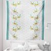 Ambesonne Floral Tapestry, Swriling Summer Bloom Flora and Stripes on Neutral Flora, Fabric Wall Hanging Decor for Bedroom Living Room Dorm, 23″ X 28″, Teal Marigold(Teal Marigold)