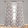 Ambesonne Flowers Vintage Curtains, Neutral Colors Boho Springtime Garden Scene Floral Design Art, Window Treatments 2 Panel Set for Living Room Bedroom, Pair of – 28″ x 63″, Pale Ceil Blue Pale Grey(White and Multicolor)