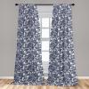 Ambesonne Flowers Vintage Curtains, Neutral Colors Boho Springtime Garden Scene Floral Design Art, Window Treatments 2 Panel Set for Living Room Bedroom, Pair of – 28″ x 63″, Pale Ceil Blue Pale Grey(Navy Blue and White)