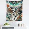 Ambesonne Retro Tapestry, Angel Greek Muse on NeoClassic Pillars Relic Print Antique Neutral Toned Graphic Print, Fabric Wall Hanging Decor for Bedroom Living Room Dorm, 23″ X 28″, White(Orange Teal and Sepia)